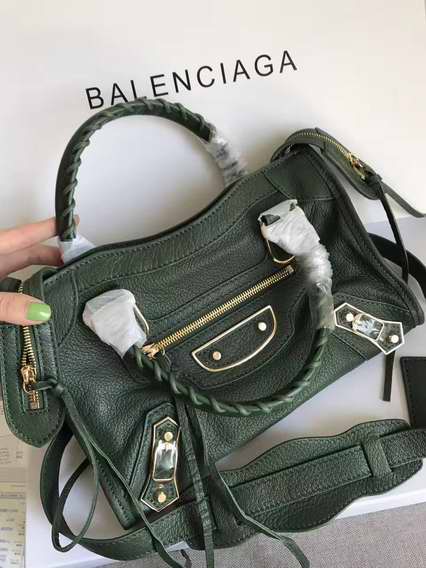 Balenciaga city green goatskin large bag