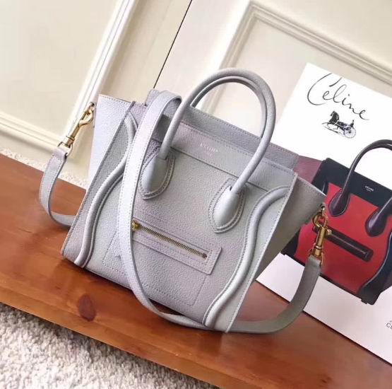  CELINE MICRO LUGGAGE BAG IN LIGHT GRAY CALFSKIN