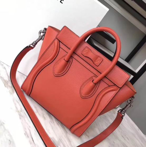  CELINE MICRO LUGGAGE BAG IN ORANGE CALFSKIN