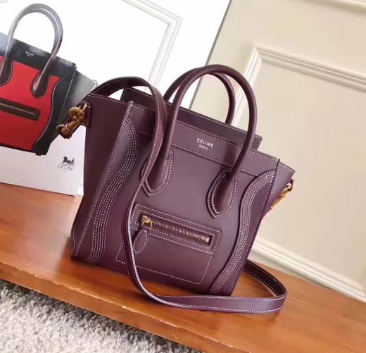  Celine MINI LUGGAGE BAG IN BURGUNDY SHINY SMOOTH CALFSKIN
