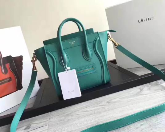  CELINE MINI LUGGAGE BAG IN GREEN CALFSKIN