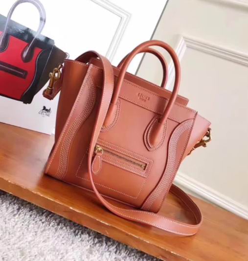  Celine MINI LUGGAGE BAG IN ORANGE SHINY SMOOTH CALFSKIN