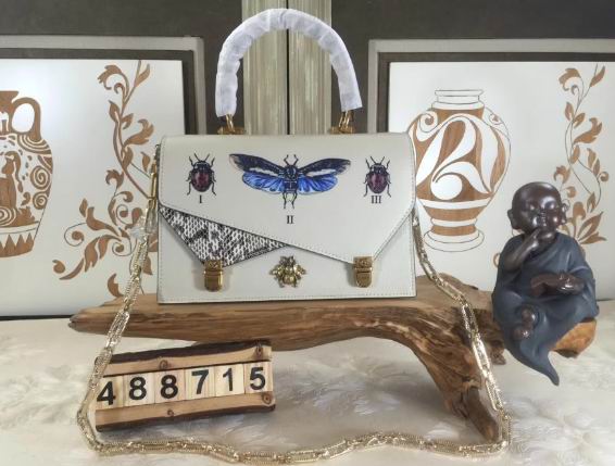  Gucci Ottilia Leather Small Top Handle White