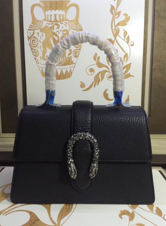  Gucci Dionysus leather top handle bag black