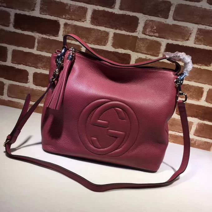  Gucci Embossed GG leather hobo red