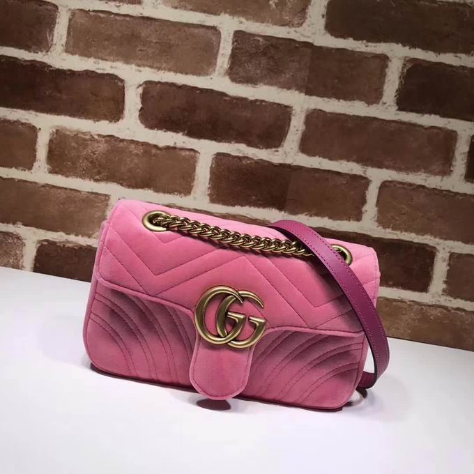  Gucci GG Marmont Chevron velvet shoulder bag pink chevron velvet