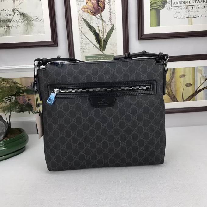  Gucci GG print flat messenger black