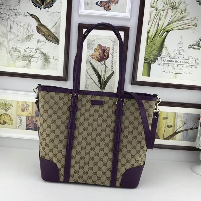  Gucci GG Supreme tote purple leather