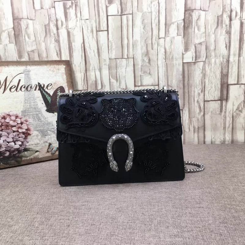  Gucci Dionysus embroidered shoulder bag black