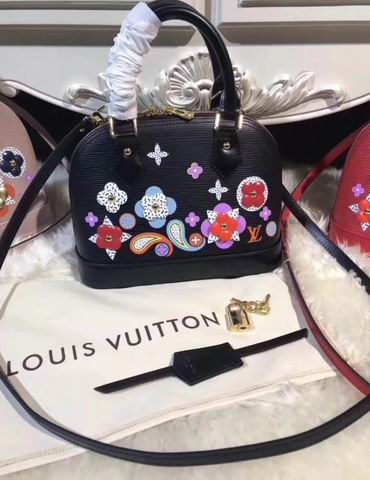  Louis Vuitton Printed and embossed Epi leather with leather black ALMA BB