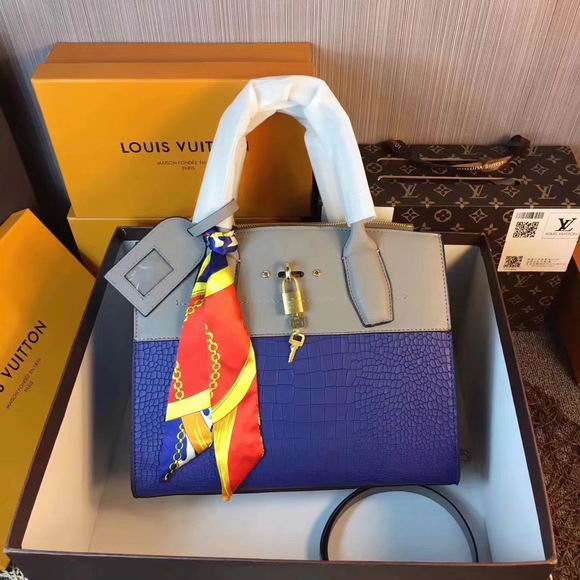  Louis Vuitton CITY STEAMER PM Blue Crocodilian leather