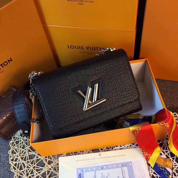  Louis Vuitton TWIST MM Black Crocodilian leather