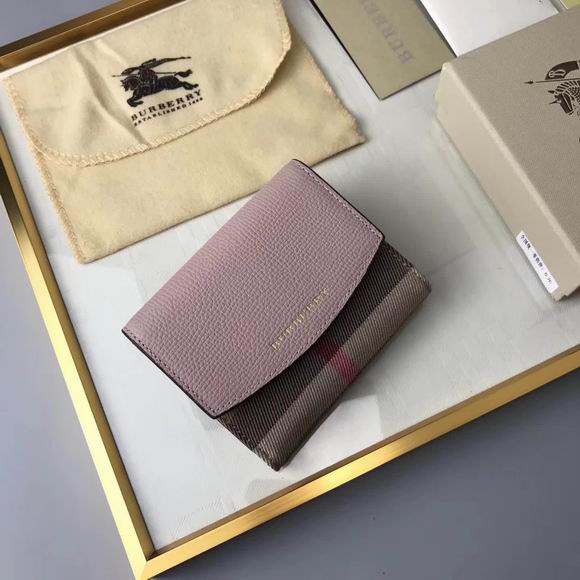  Burberry House Check and Leather Wallet pink
