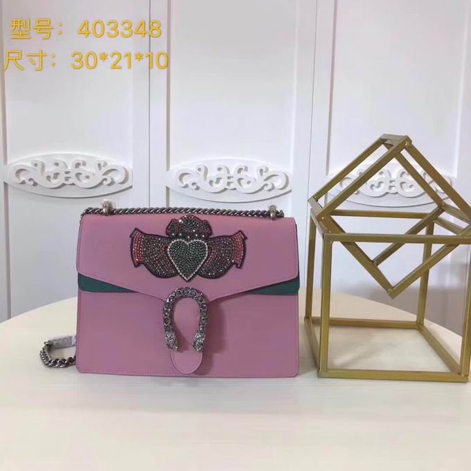  Gucci Dionysus embroidered leather shoulder bag pink