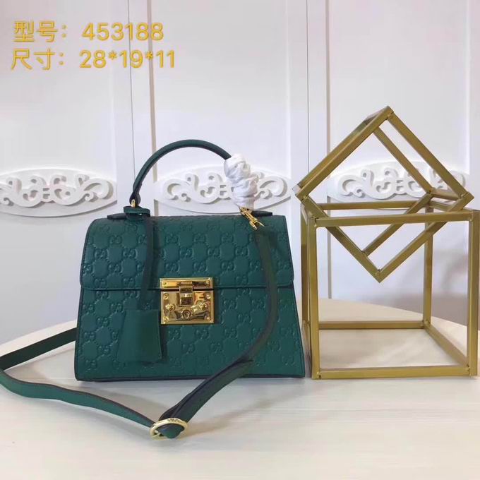  Gucci Padlock Gucci Signature top handle bag green