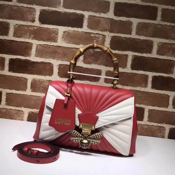  Gucci Queen Margaret medium top handle bag red & white