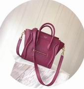 CELINE MINI LUGGAGE BAG IN PLUM BABY DRUMMED CALFSKIN