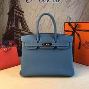 HERMES BIRKIN BAG IN  BLUE LEATHER 