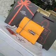 Hermes mini Chevre verrou shoulder Bag in orange with gold metal or silver metal