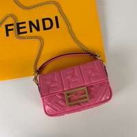 BAGUETTE Pink leather bag mini