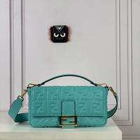 BAGUETTE blue leather bag Large